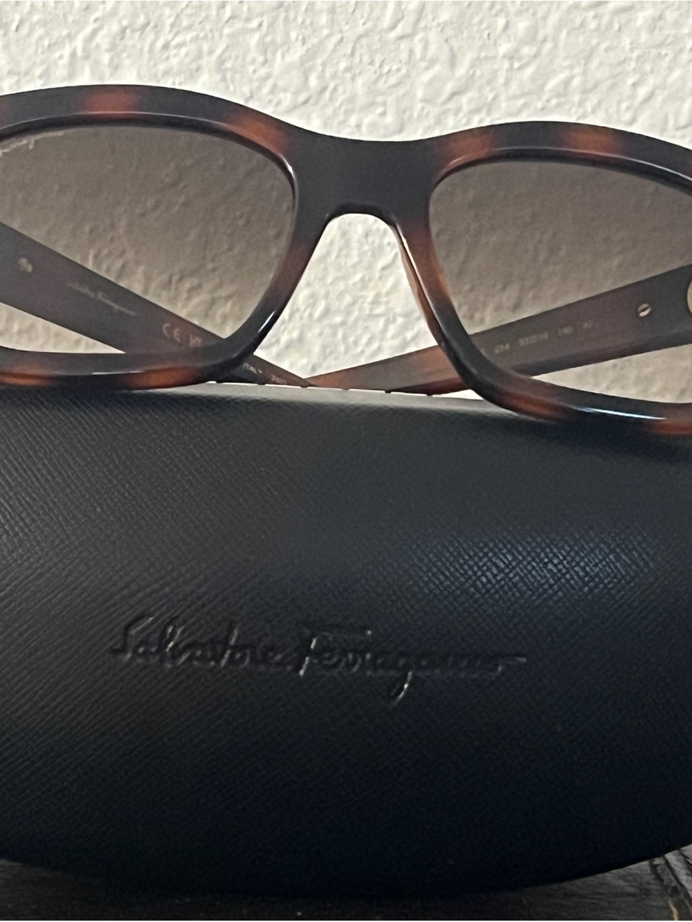 Salvatore Ferragamo Tortoiseshell Sunglasses with Black Case